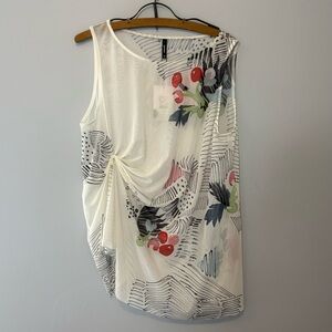 NWT Smash Woman’s M Mesh Floral Print White Sleeveless Top